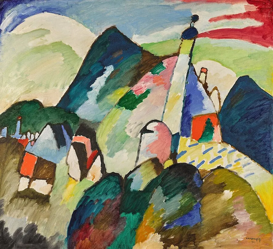 Wassily Kandinsky: Blick auf Murnau mit Kirche, expressionistisches Gemälde