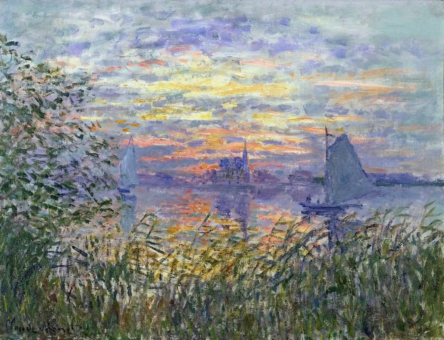 Sunset on the siene - Claude Monet